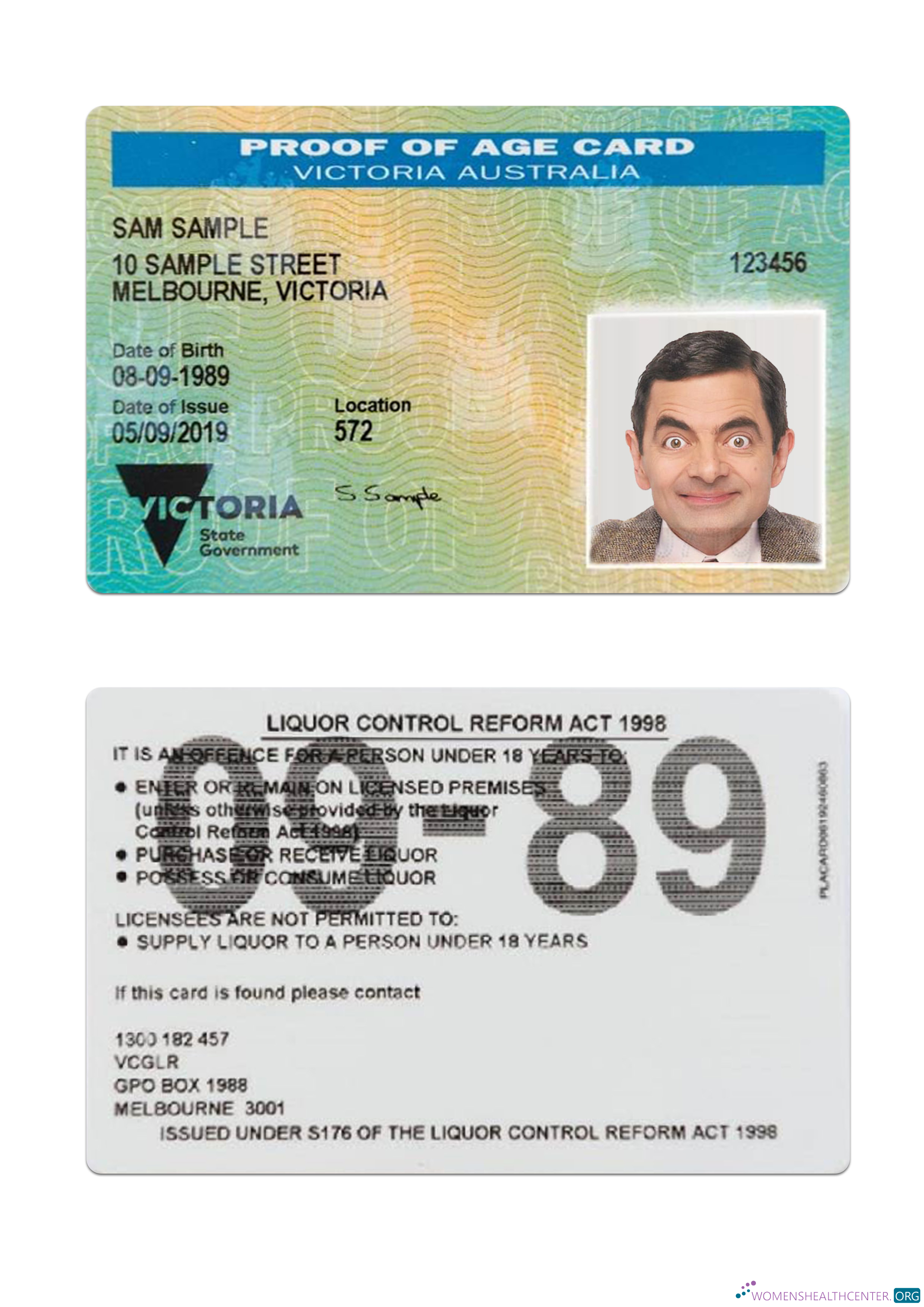 Download Australia Victoria proof of age card Photoshop template